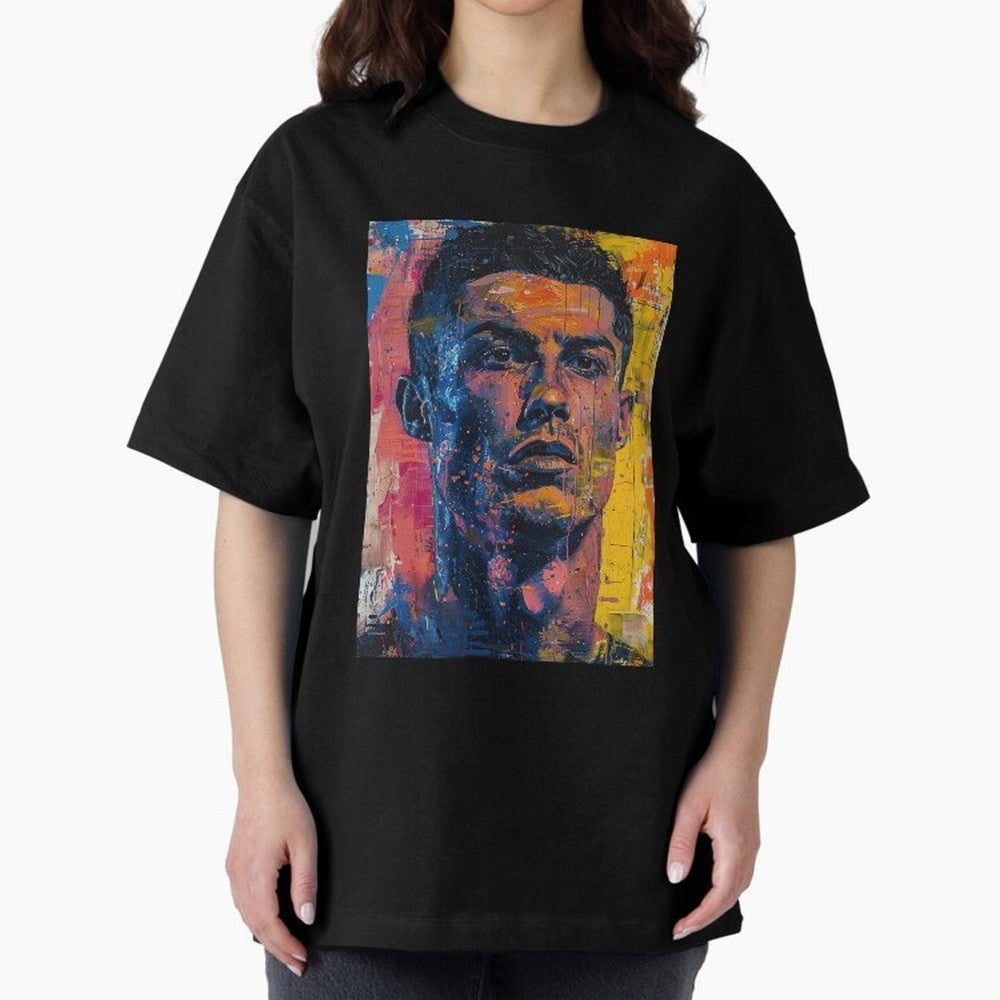 Cristiano Ronaldo illustration Oversized T-Shirt Carry the Colors and Pride of Global Football Passion for FIFA World Cup 2026, Connected to Neymar, Haaland and Cristiano Ronaldo, Argentina, Stadium Chants, National Pride, Trophy Dreams and