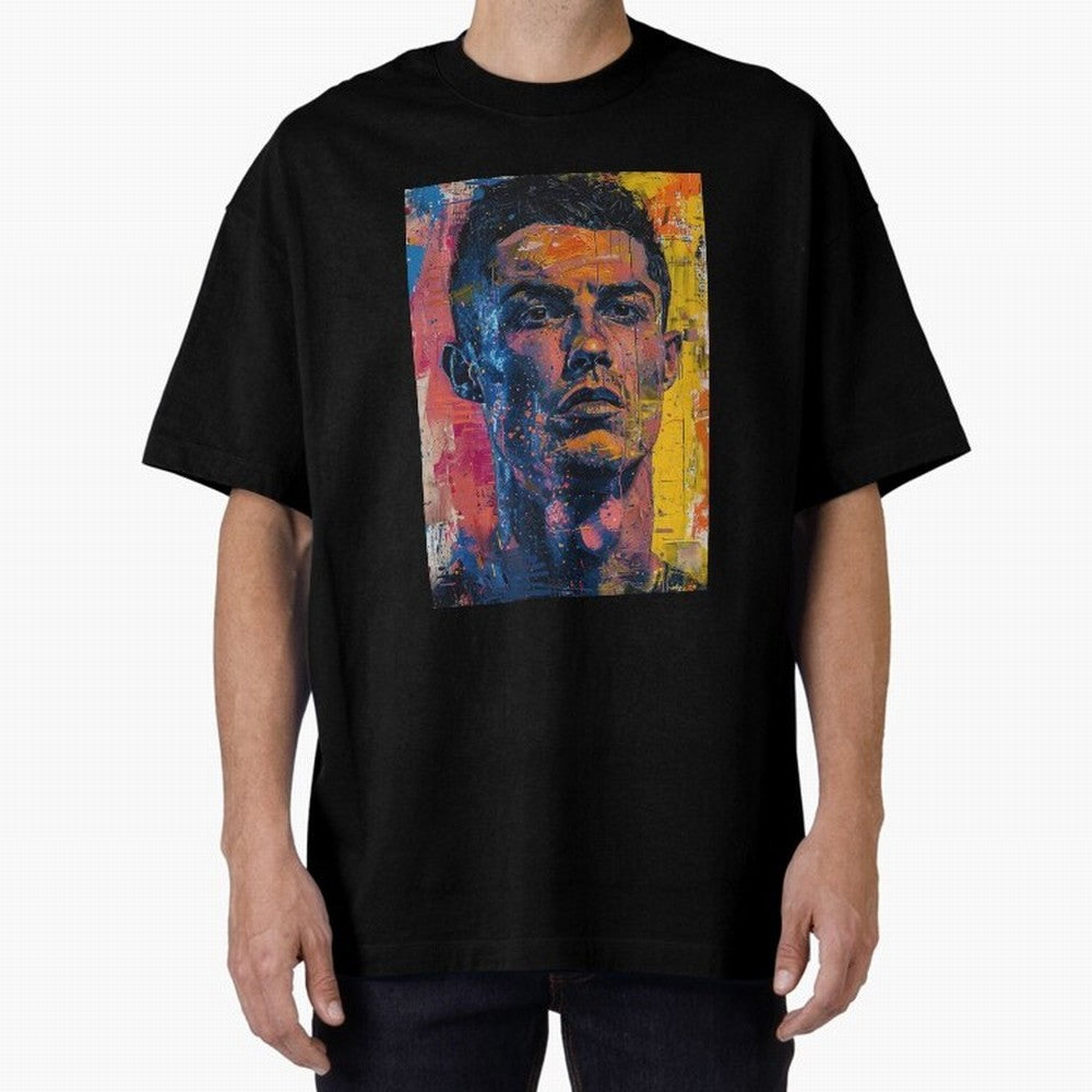 Cristiano Ronaldo illustration Oversized T-Shirt Carry the Colors and Pride of Global Football Passion for FIFA World Cup 2026, Connected to Neymar, Haaland and Cristiano Ronaldo, Argentina, Stadium Chants, National Pride, Trophy Dreams and