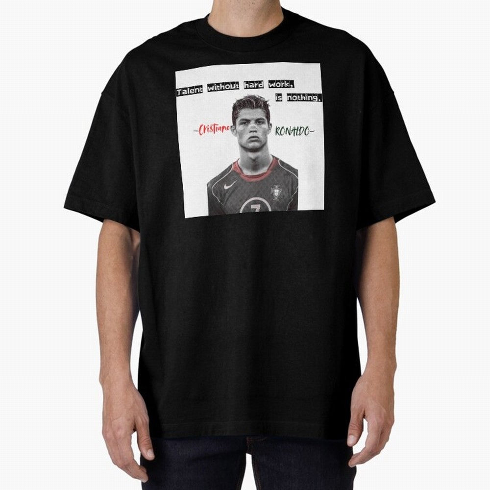 Cristiano Ronaldo - Dedication | NextLevel Motivation white Oversized T-Shirt Feel the Roar of FIFA World Cup 2026 Group Stage Highlighting Mbappe and Neymar, Germany Energy, Match Day Excitement, Supporter Culture, Golden Goals and Global Football