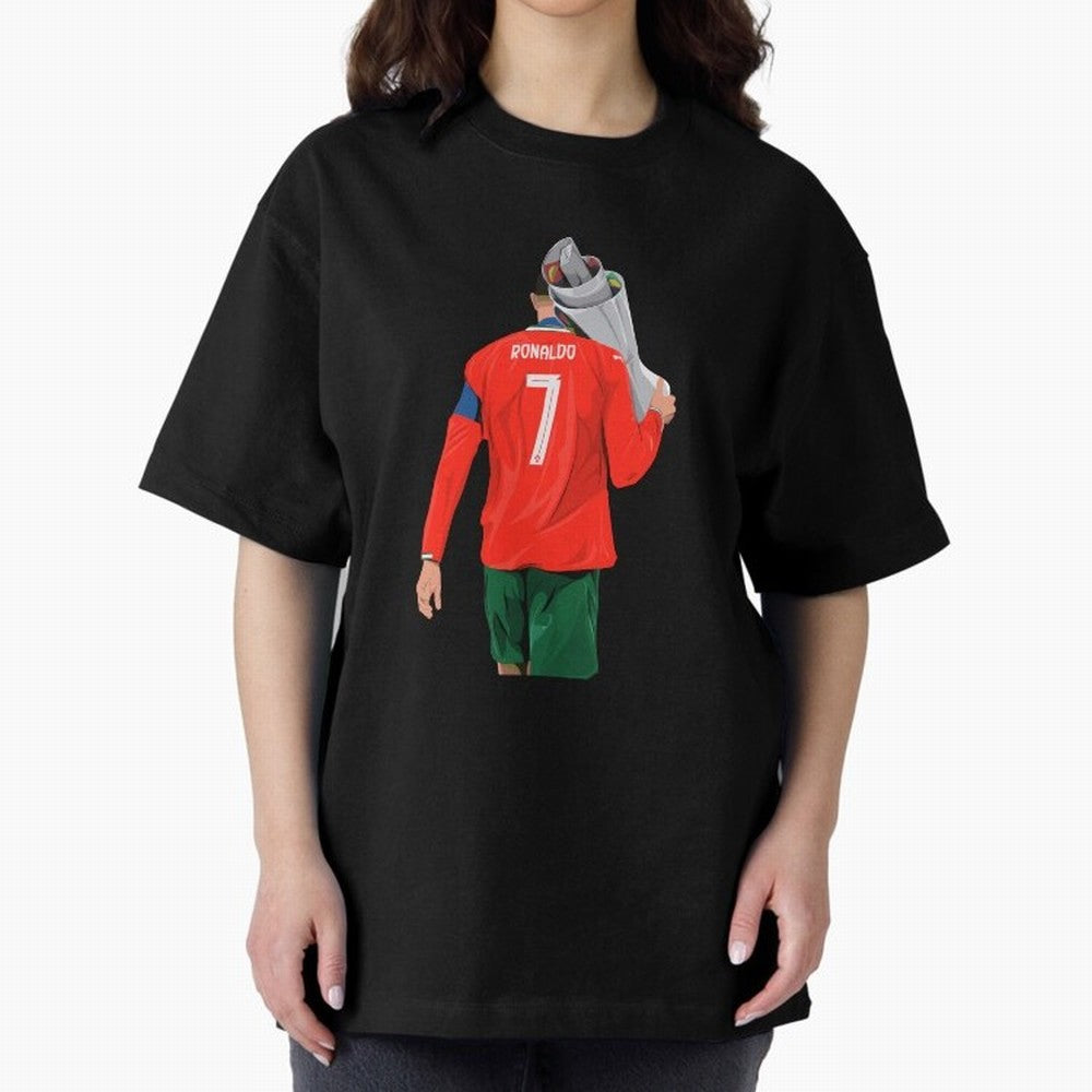 Cristiano Ronaldo Campion Oversized T-Shirt Bring FIFA World Cup 2026 Group Stage for Fans of Cristiano Ronaldo and Spain and Netherlands, Bringing Retro Football Energy, Iconic Rivalries, Trophy Chase Drama and Stadium Atmosphere; Ideal for Fans