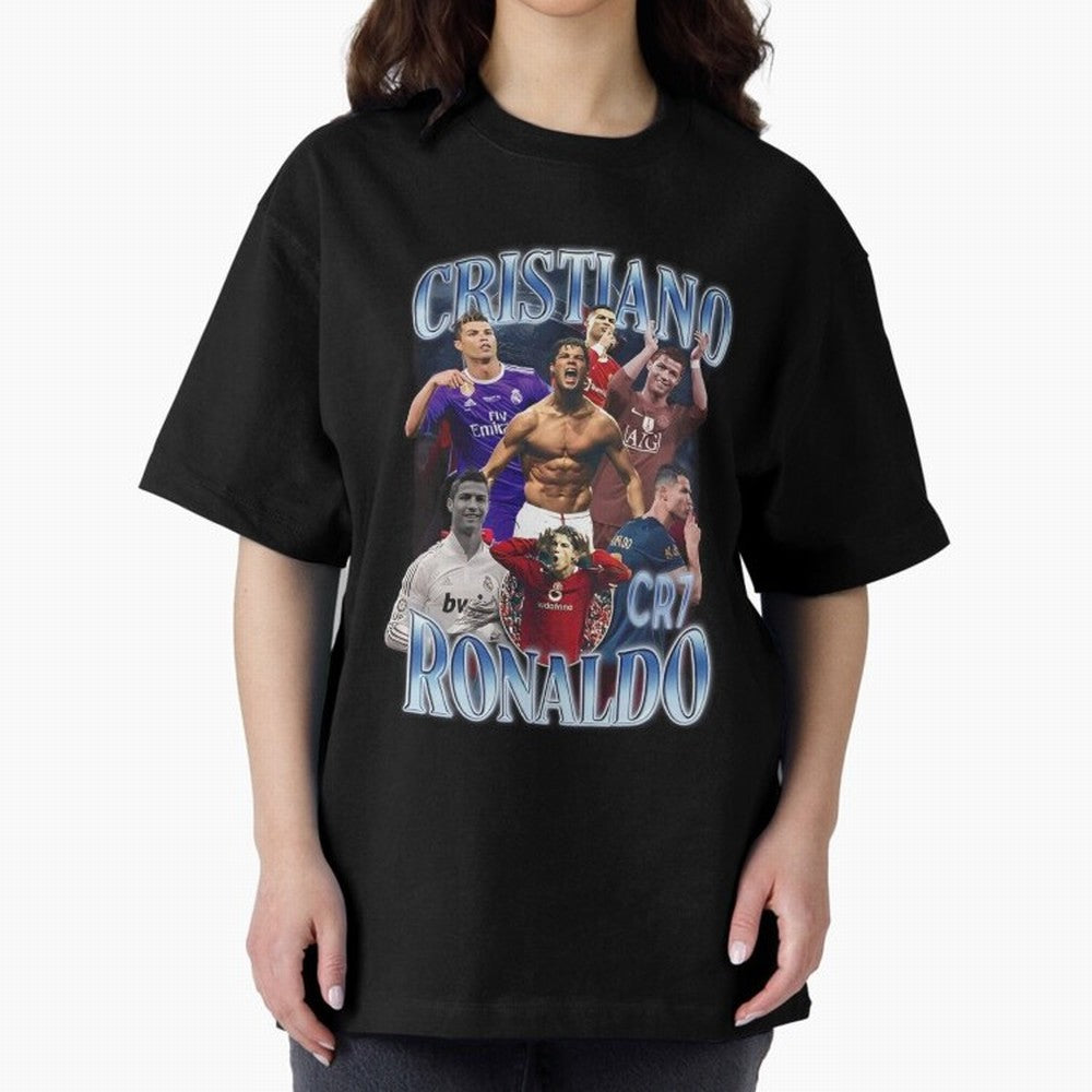 CR7 Oversized T-Shirt Celebrate Supporters United by FIFA World Cup 2026 USA Canada Mexico with Neymar, Argentina and Brazil Energy, Championship Spirit, Famous Goals, Roaring Crowds and International Football Unity; Ideal for Passionate Fans Who