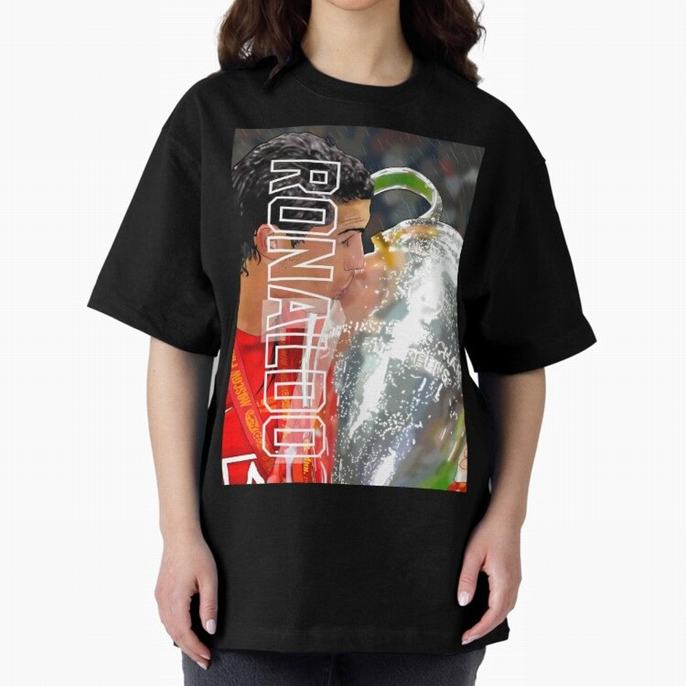 Cristiano Ronaldo ¨C 2008 Manchester United Champions League Glory Artwork by GrizzlyGFX Oversized T-Shirt Join the Countdown to FIFA World Cup 2026 Driven by Cristiano Ronaldo, Spain and Netherlands Energy, Champion Mindset, Group Stage Buzz,