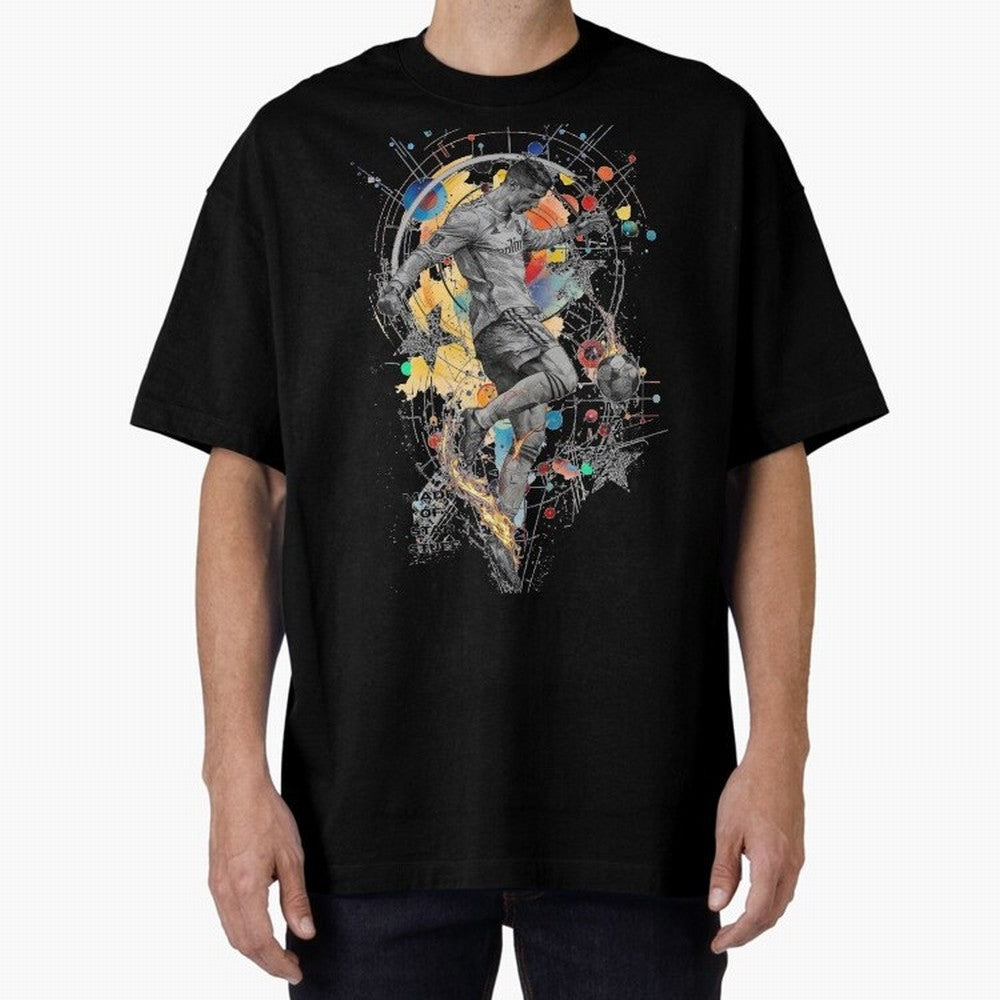 Cristiano Ronaldo Football Playmaker Oversized T-Shirt Cheer for the FIFA World Cup 2026 Group Stage Journey through Haaland and Mbappe Highlights, England Pride, Global Supporter Spirit, Legendary Goals, National Colors and Tournament Celebration;