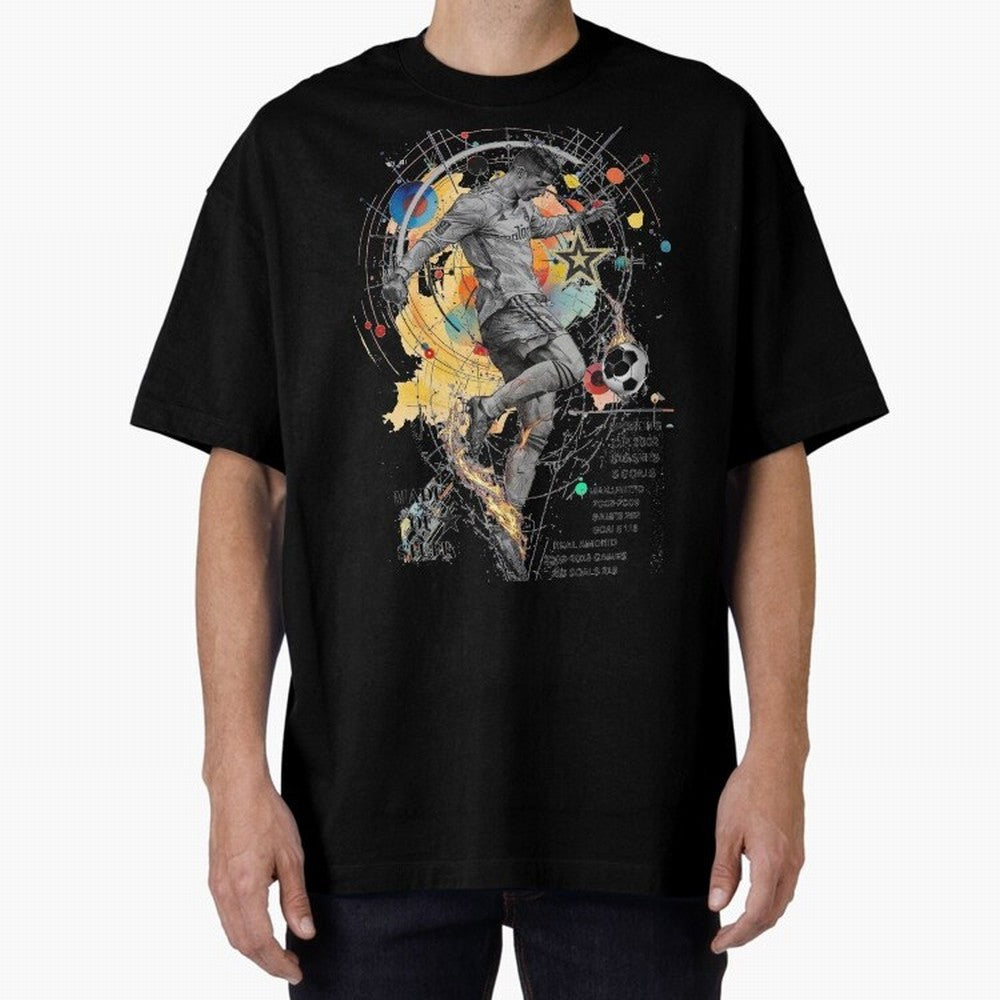 Cristiano Ronaldo Football Playmaker Oversized T-Shirt Bring Retro Soccer Energy to FIFA World Cup 2026 Group Stage for Fans of Mbappe and Neymar and Portugal, Spain and Germany, Bringing Soccer Culture, Superstar Moments, National Team Dreams and