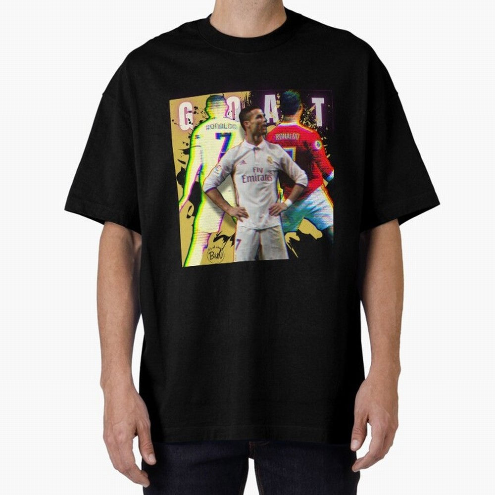 Cristiano Ronaldo ¨C The GOAT Era Tribute Oversized T-Shirt Follow the Road to the FIFA World Cup 2026 USA Canada Mexico Journey through Messi, Neymar and Mbappe Highlights, England, France and Netherlands Pride, Vintage Soccer Flavor, Modern