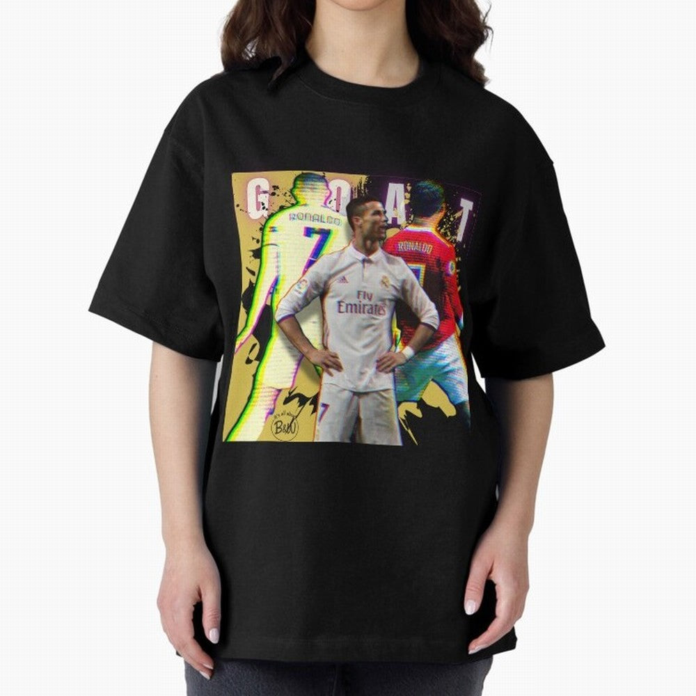Cristiano Ronaldo ¨C The GOAT Era Tribute Oversized T-Shirt Follow the Road to the FIFA World Cup 2026 USA Canada Mexico Journey through Messi, Neymar and Mbappe Highlights, England, France and Netherlands Pride, Vintage Soccer Flavor, Modern