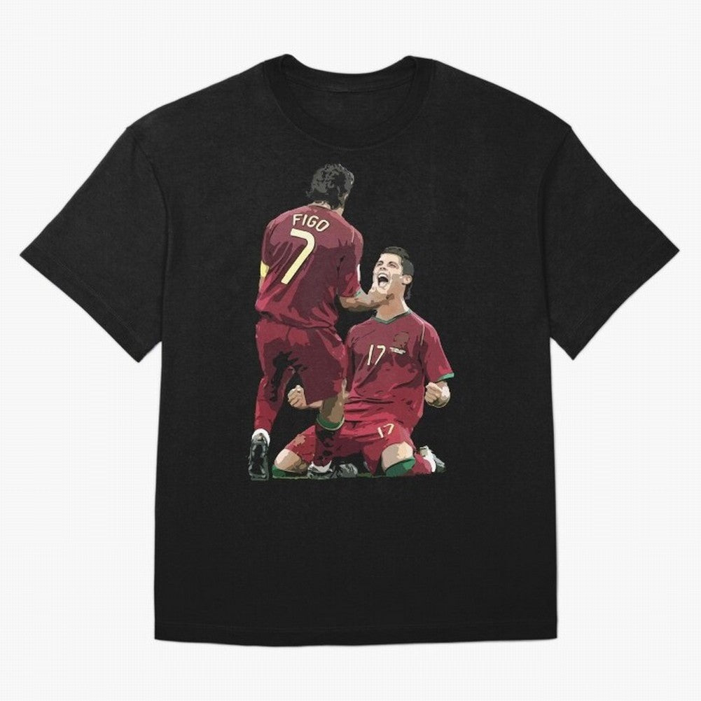 Luis Figo & Cristiano Ronaldo Oversized T-Shirt Relive Legendary Nights from FIFA World Cup 2026 for Fans of Mbappe and England and Germany, Bringing Soccer Culture, Superstar Moments, National Team Dreams and Competitive Fire; Created for Match