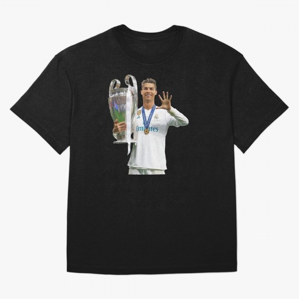 Cristiano Ronaldo with the cup Oversized T-Shirt Step into FIFA World Cup 2026 Spirit, Built around Argentina, France and Brazil, Messi, CR7 and Mbappe, Match Day Excitement, Supporter Culture, Golden Goals and Global Football Passion; Perfect for