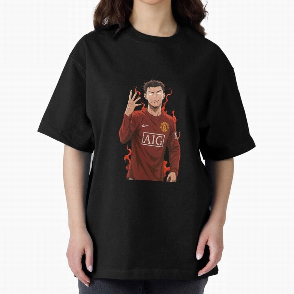 Cristiano Ronaldo Anime Art ¨C Blue Lock Inspired Football Legend Oversized T-Shirt Represent the Passion of Global Football Passion for FIFA World Cup 2026 Group Stage, Driven by Neymar, Haaland and Cristiano Ronaldo, France and Portugal, Fan