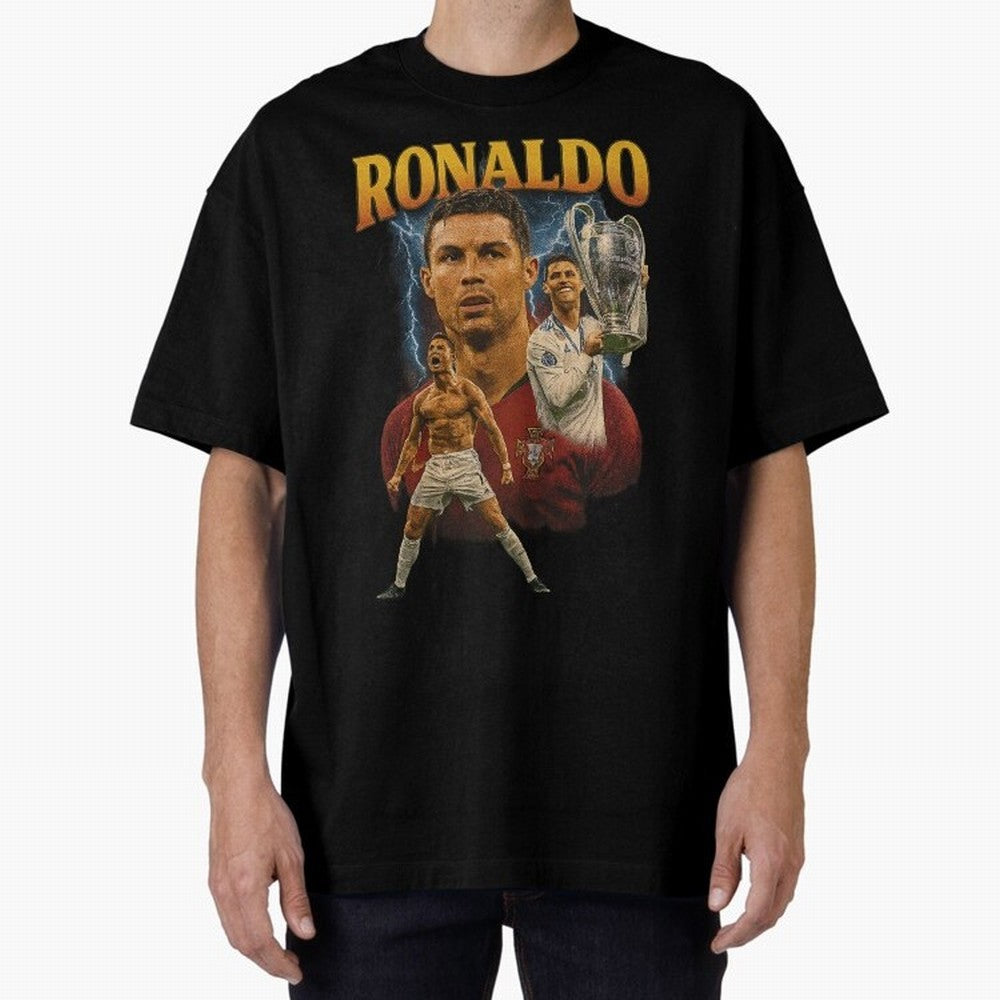 Cristiano Ronaldo CR7 Retro clothing | Vintage Football Legend Oversized T-Shirt Feel the Roar of Global Football Passion for FIFA World Cup 2026 USA Canada Mexico, Featuring Messi, Neymar and Mbappe, Germany, Championship Spirit, Famous Goals,