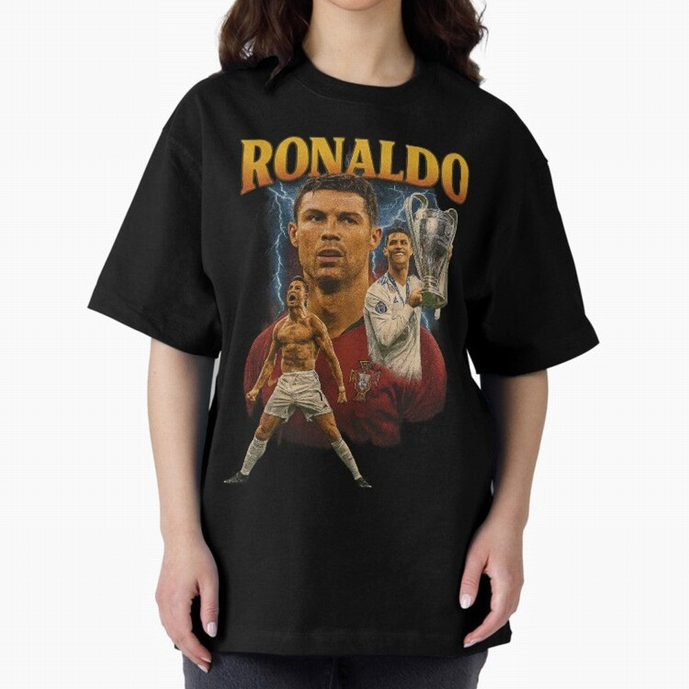 Cristiano Ronaldo CR7 Retro clothing | Vintage Football Legend Oversized T-Shirt Feel the Roar of Global Football Passion for FIFA World Cup 2026 USA Canada Mexico, Featuring Messi, Neymar and Mbappe, Germany, Championship Spirit, Famous Goals,