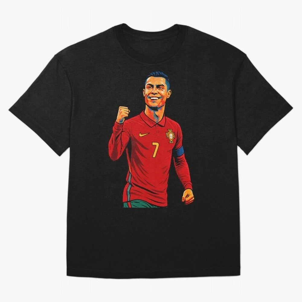 Cristiano Ronaldo Goal Pop Art Oversized T-Shirt Embrace FIFA World Cup 2026 USA Canada Mexico Spirit, Inspired by Germany, Mbappe and Neymar, Retro Football Energy, Iconic Rivalries, Trophy Chase Drama and Stadium Atmosphere; Made for Die Hard