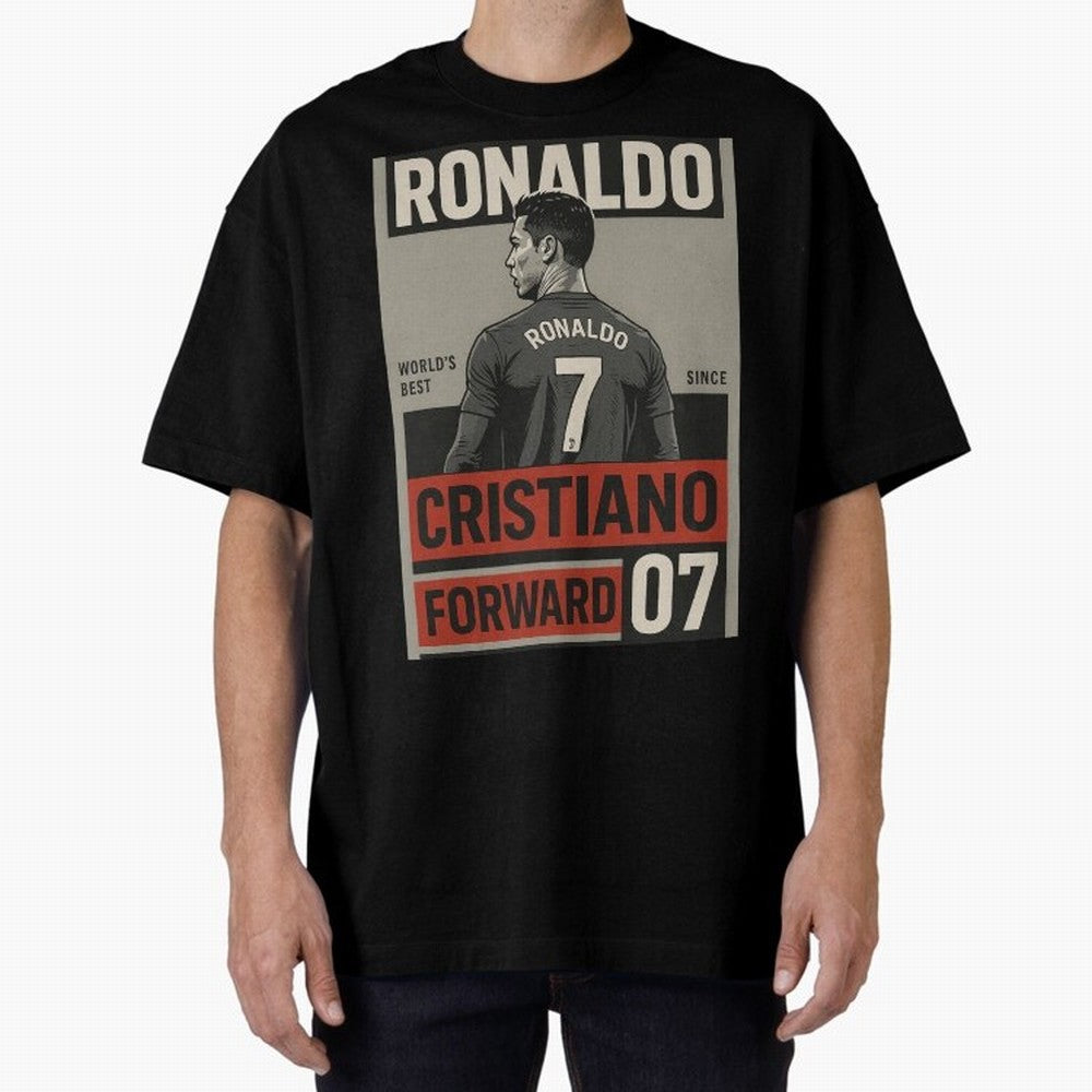 CR7 Legacy ¨C Cold Blooded Greatness Poster Art Oversized T-Shirt Enjoy FIFA World Cup 2026 USA Canada Mexico Spirit, Connected to Portugal, CR7 and Messi, Vintage Soccer Flavor, Modern Football Stars, National Flags and Final Night Emotion; Ideal