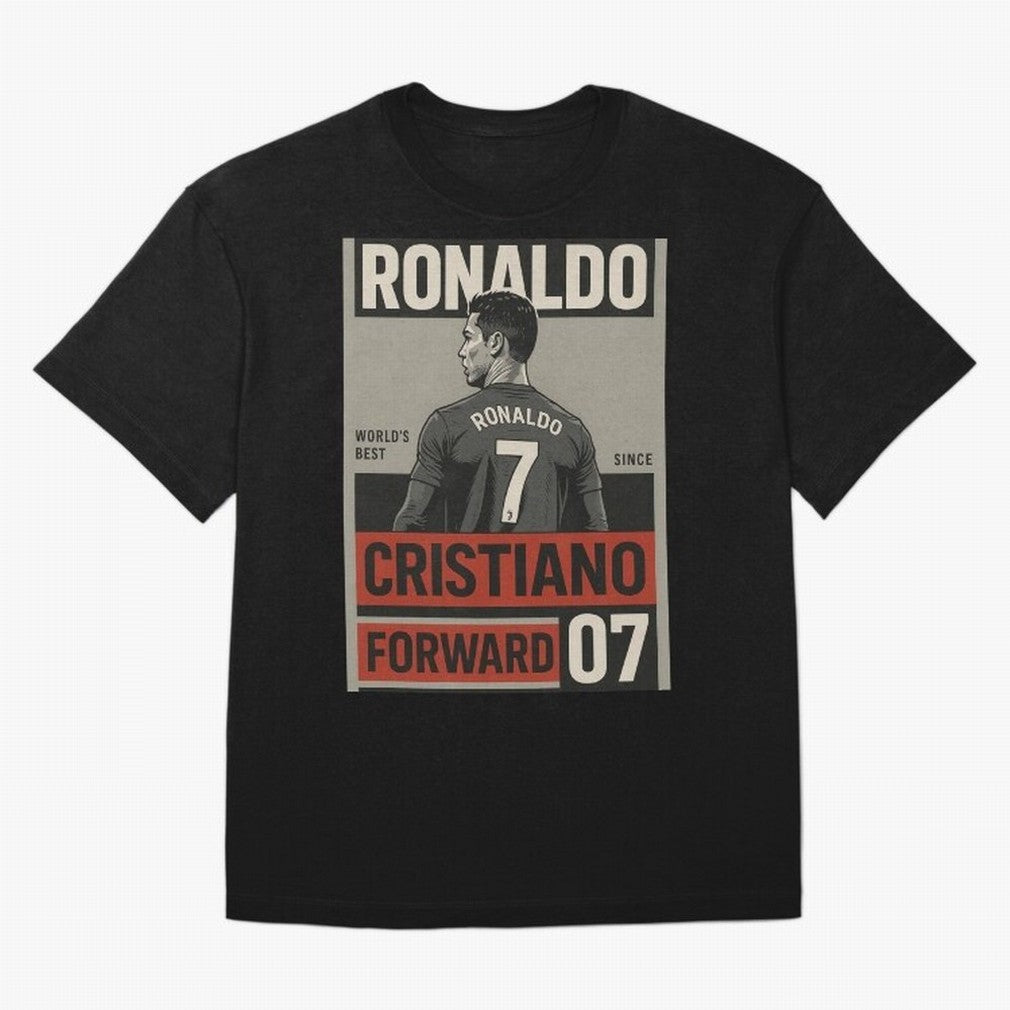 CR7 Legacy ¨C Cold Blooded Greatness Poster Art Oversized T-Shirt Enjoy FIFA World Cup 2026 USA Canada Mexico Spirit, Connected to Portugal, CR7 and Messi, Vintage Soccer Flavor, Modern Football Stars, National Flags and Final Night Emotion; Ideal