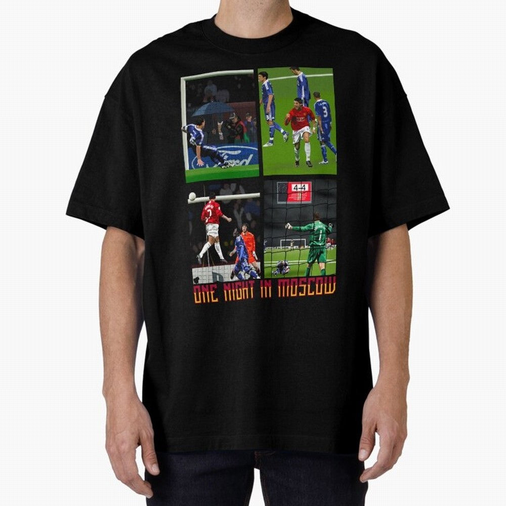 One Night in Moscow ¨C Manchester United 2008 Champions League Glory Artwork Oversized T-Shirt Represent Match Day Hype around FIFA World Cup 2026, Neymar, Netherlands, Champion Mindset, Group Stage Buzz, Knockout Tension and Passionate Fan