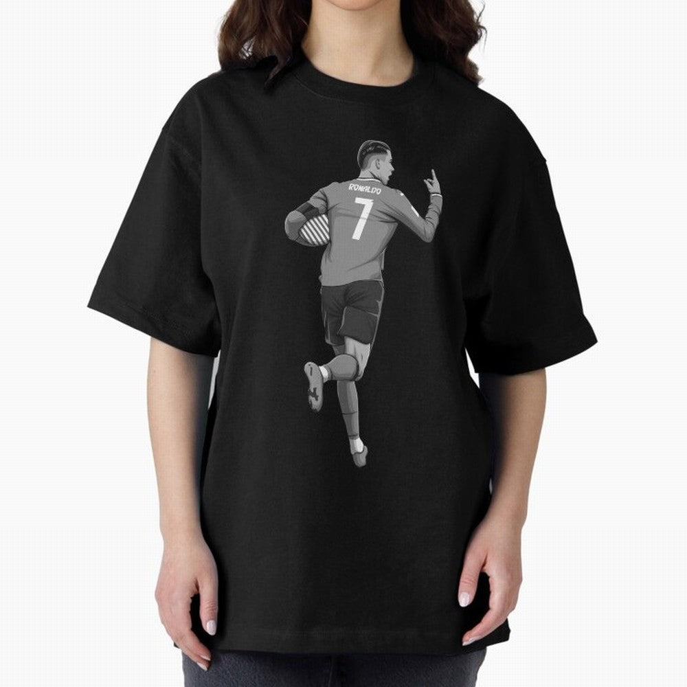 Cristiano Ronaldo Black and White Version Oversized T-Shirt Mark FIFA World Cup 2026 USA Canada Mexico Driven by Mbappe and Neymar, France Energy, Global Supporter Spirit, Legendary Goals, National Colors and Tournament Celebration; Ideal for Fans