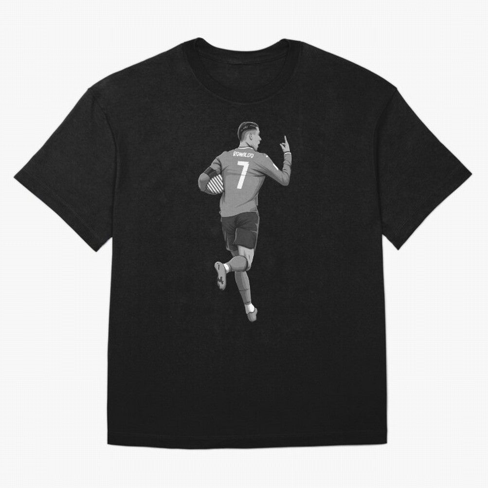 Cristiano Ronaldo Black and White Version Oversized T-Shirt Mark FIFA World Cup 2026 USA Canada Mexico Driven by Mbappe and Neymar, France Energy, Global Supporter Spirit, Legendary Goals, National Colors and Tournament Celebration; Ideal for Fans