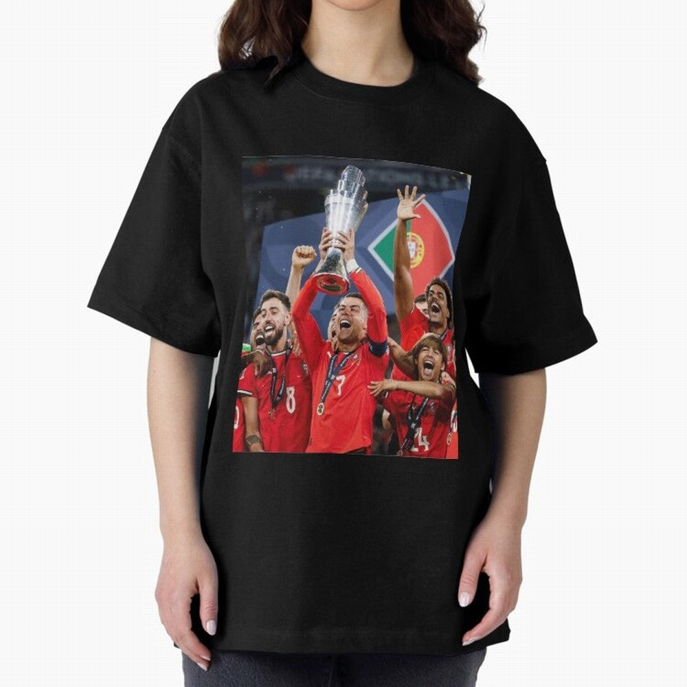 Portugal Football Team | 2025 Champions | Illustration Drawing Oversized T-Shirt Step into the FIFA World Cup 2026 Group Stage Journey through Haaland Highlights, Netherlands Pride, Worldwide Fan Energy, Dramatic Goals, Stadium Lights and