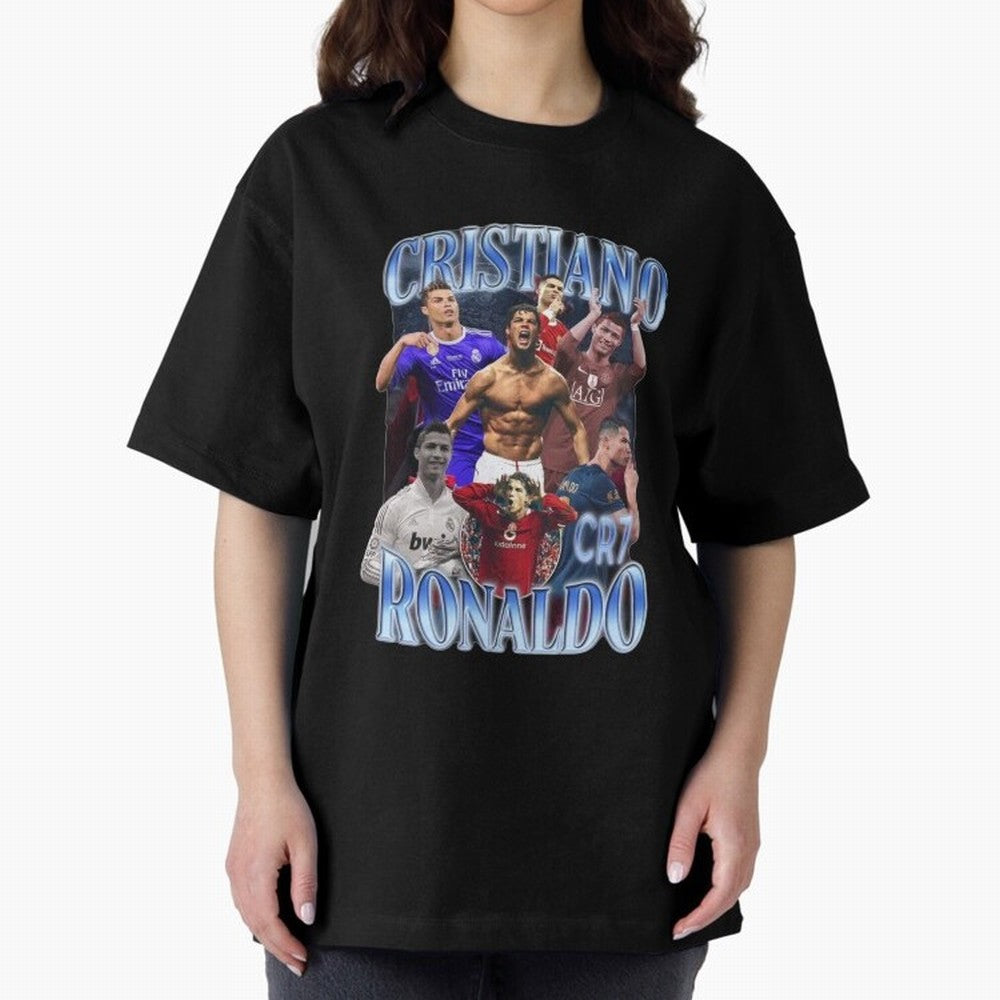Cristiano Ronaldo GOAT Oversized T-Shirt Honor the FIFA World Cup 2026 Journey through CR7 and Messi Highlights, England Pride, Retro Football Energy, Iconic Rivalries, Trophy Chase Drama and Stadium Atmosphere; Created for Match Day Parties,