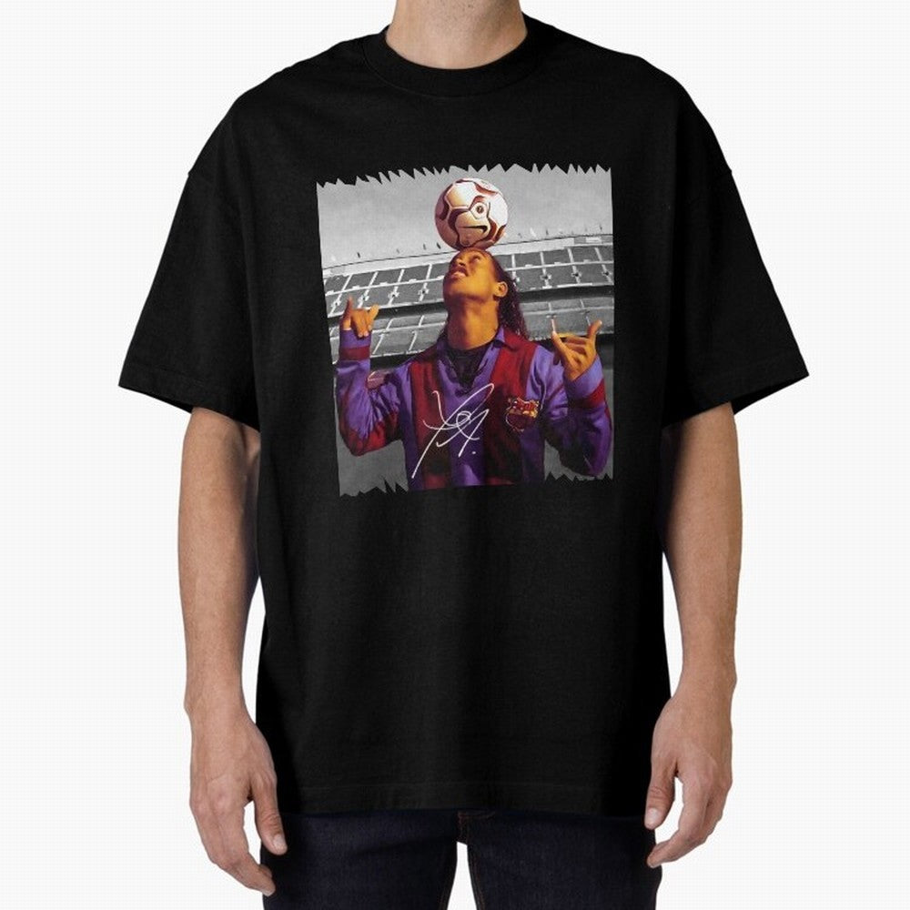 Ronaldinho - vintage Oversized T-Shirt Experience the Global Stage of Match Day Hype around FIFA World Cup 2026 USA Canada Mexico, Messi, Neymar and Mbappe, France, Fan Favorite Moments, National Team Passion, Big Match Drama and Soccer History;