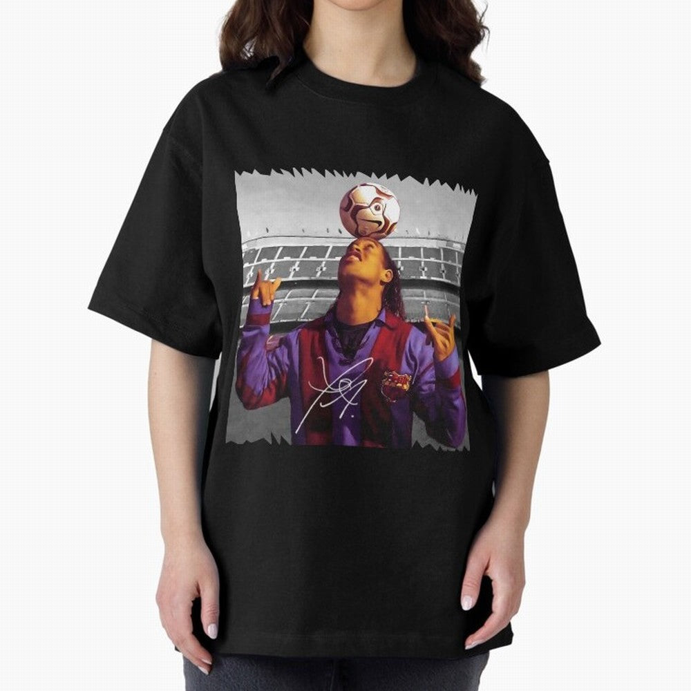 Ronaldinho - vintage Oversized T-Shirt Experience the Global Stage of Match Day Hype around FIFA World Cup 2026 USA Canada Mexico, Messi, Neymar and Mbappe, France, Fan Favorite Moments, National Team Passion, Big Match Drama and Soccer History;