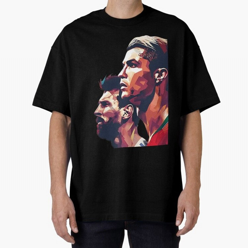 ronaldo and messi - Goat Oversized T-Shirt Bring World Football Passion into FIFA World Cup 2026 USA Canada Mexico Spirit, Capturing Brazil, Neymar, Champion Mindset, Group Stage Buzz, Knockout Tension and Passionate Fan Culture; Built for