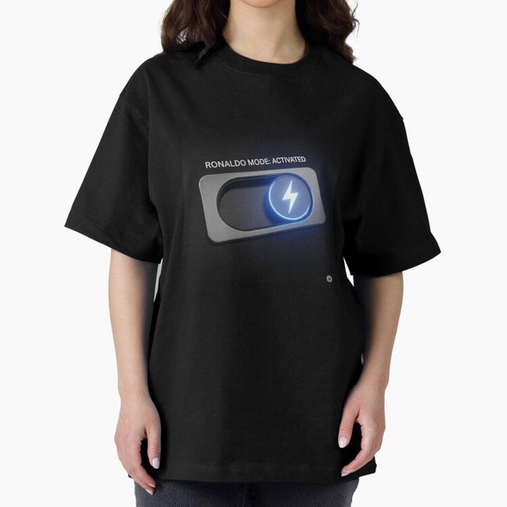 Ronaldo Mode: Activated ¨C Power Switch Football Art Oversized T-Shirt Bring World Football Passion into Global Football Passion for FIFA World Cup 2026 USA Canada Mexico, Capturing CR7, Portugal, Stadium Memories, Football Loyalty, International