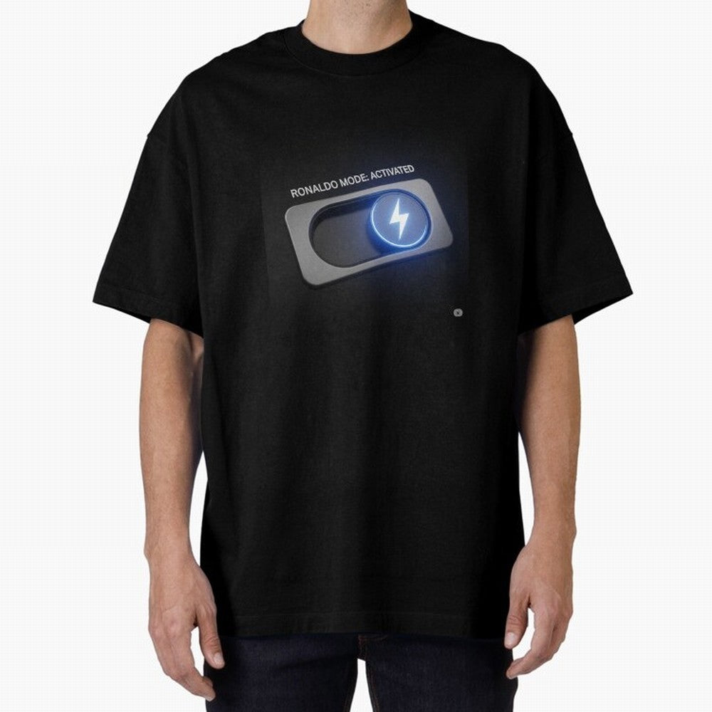 Ronaldo Mode: Activated ¨C Power Switch Football Art Oversized T-Shirt Bring World Football Passion into Global Football Passion for FIFA World Cup 2026 USA Canada Mexico, Capturing CR7, Portugal, Stadium Memories, Football Loyalty, International