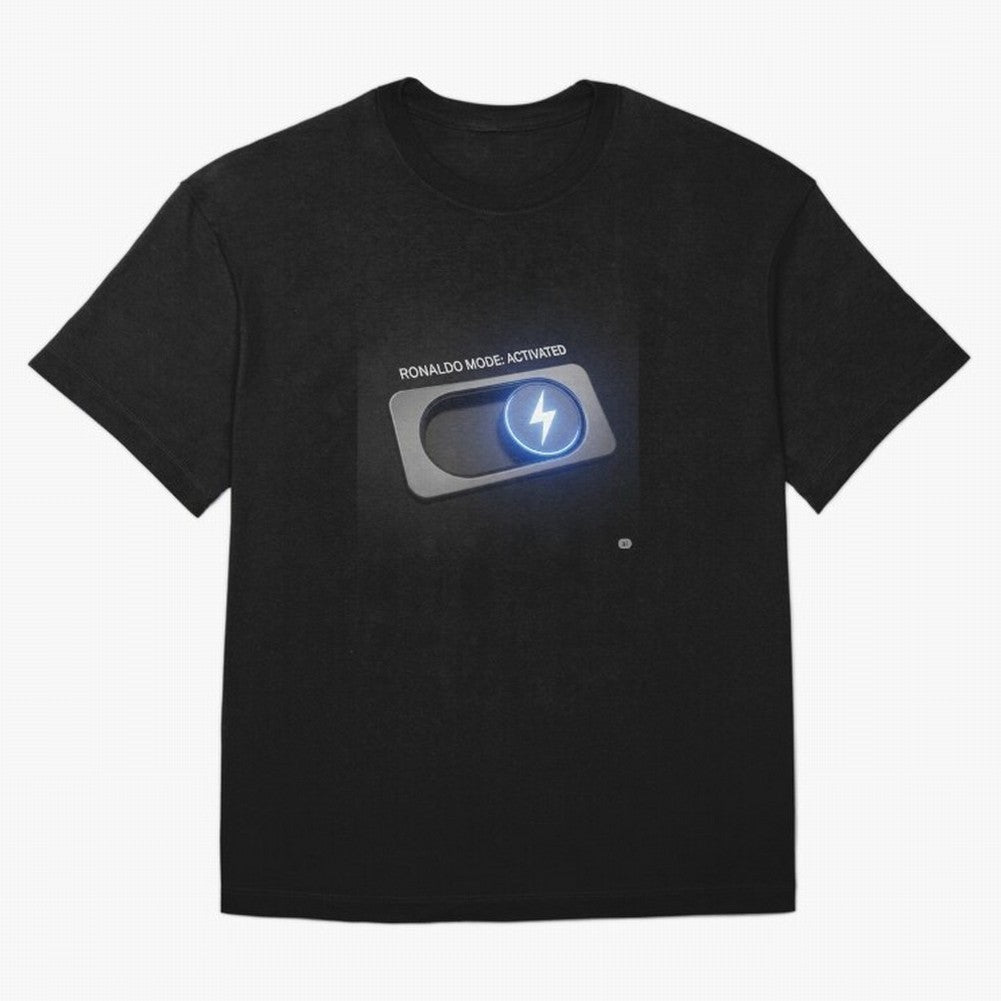 Ronaldo Mode: Activated ¨C Power Switch Football Art Oversized T-Shirt Bring World Football Passion into Global Football Passion for FIFA World Cup 2026 USA Canada Mexico, Capturing CR7, Portugal, Stadium Memories, Football Loyalty, International