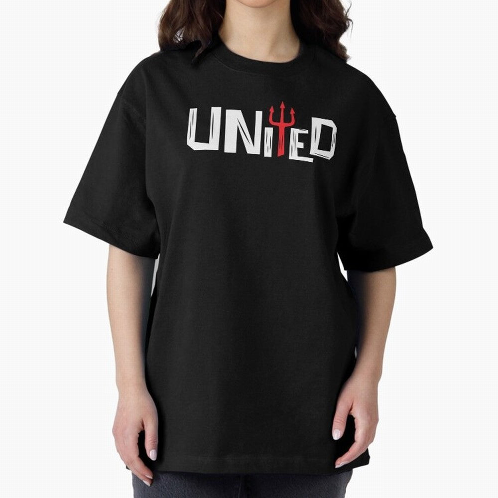 Manchester United - United Typography Oversized T-Shirt Show Fan Pride Across Match Day Hype around FIFA World Cup 2026 Group Stage, Messi and Cristiano Ronaldo, Spain and Netherlands, Sports Nostalgia, International Competition, Famous Players and