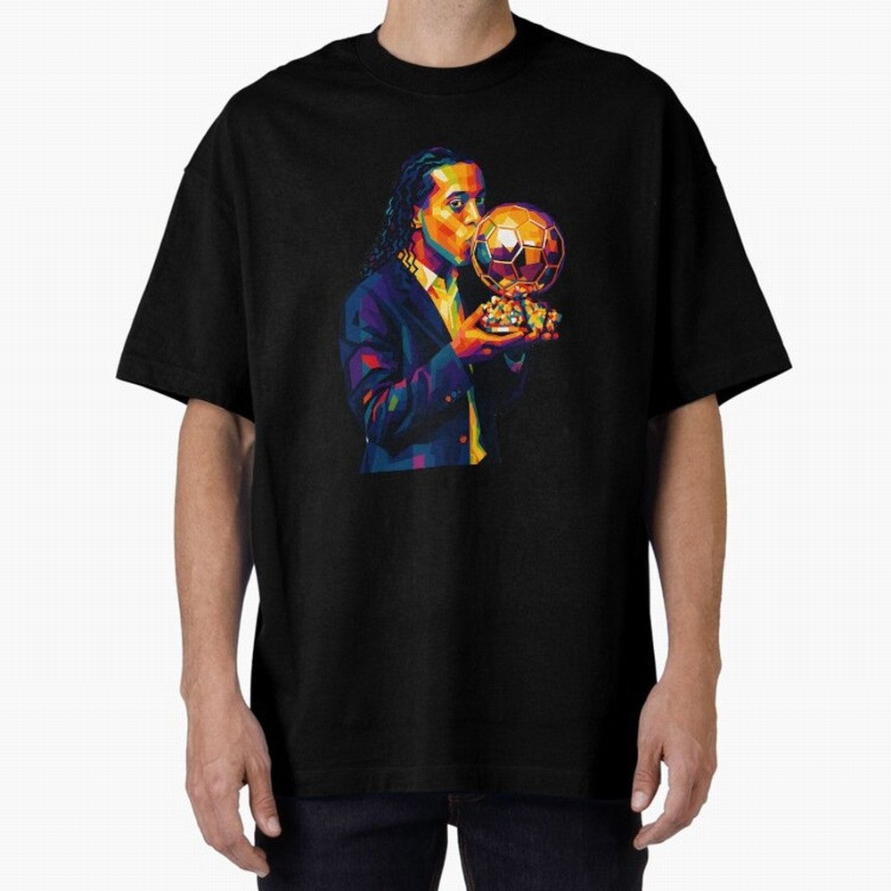 Ronaldinho Wpap Art Oversized T-Shirt Experience the Global Stage of FIFA World Cup 2026 USA Canada Mexico Spirit, Driven by Spain and Netherlands, Cristiano Ronaldo, Soccer Culture, Superstar Moments, National Team Dreams and Competitive Fire;