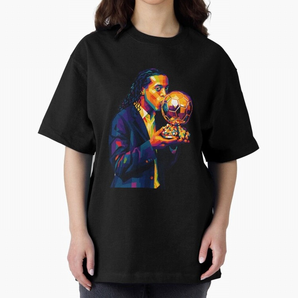Ronaldinho Wpap Art Oversized T-Shirt Experience the Global Stage of FIFA World Cup 2026 USA Canada Mexico Spirit, Driven by Spain and Netherlands, Cristiano Ronaldo, Soccer Culture, Superstar Moments, National Team Dreams and Competitive Fire;