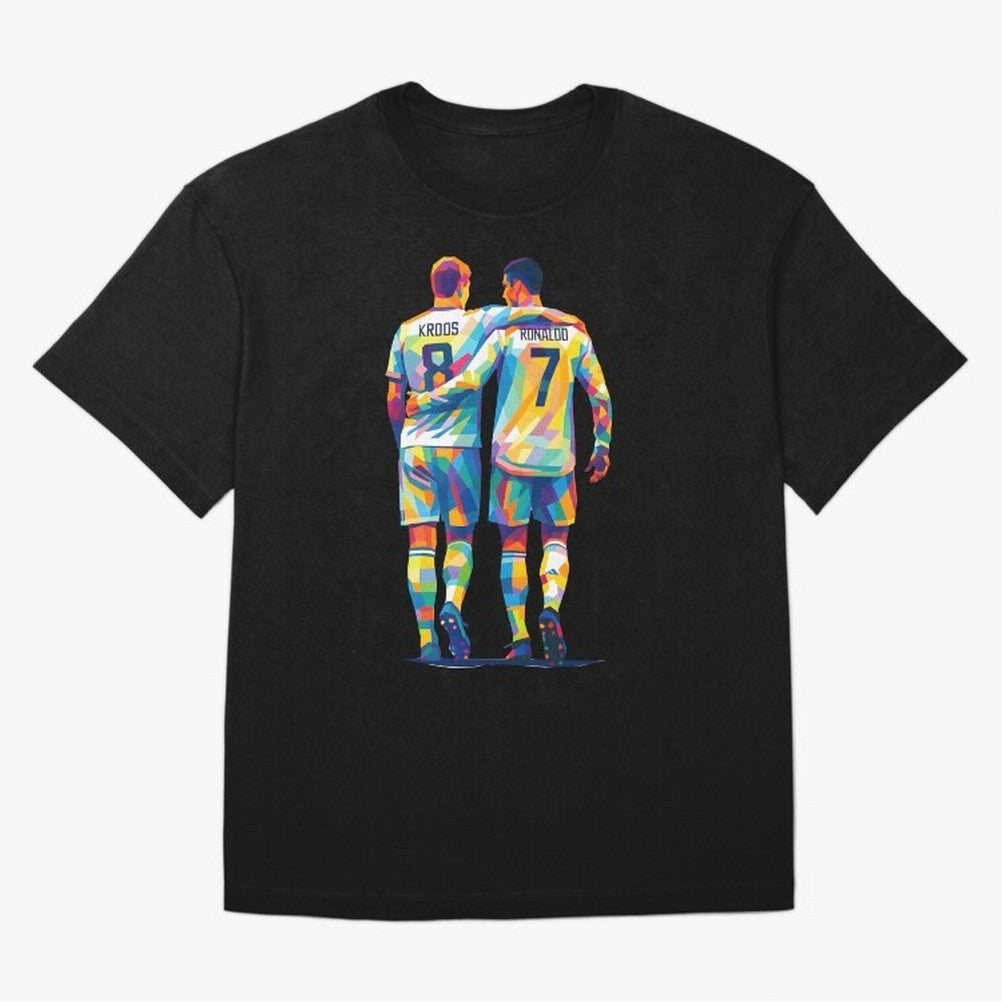 Cristiano Ronaldo & Toni Kroos Wpap Art Oversized T-Shirt Capture Stadium Memories from Match Day Hype around FIFA World Cup 2026, Cristiano Ronaldo, Spain, Football Passion, Legendary Performances, Festival Vibes and Supporter Community; Made for