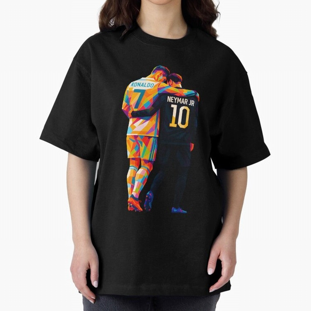 Cristiano Ronaldo & Neymar JR Wpap Art Oversized T-Shirt Celebrate Every Goal in Match Day Hype around FIFA World Cup 2026 USA Canada Mexico, Messi and Cristiano Ronaldo, France and Portugal, Goal Celebration Energy, Supporter Heritage, Football