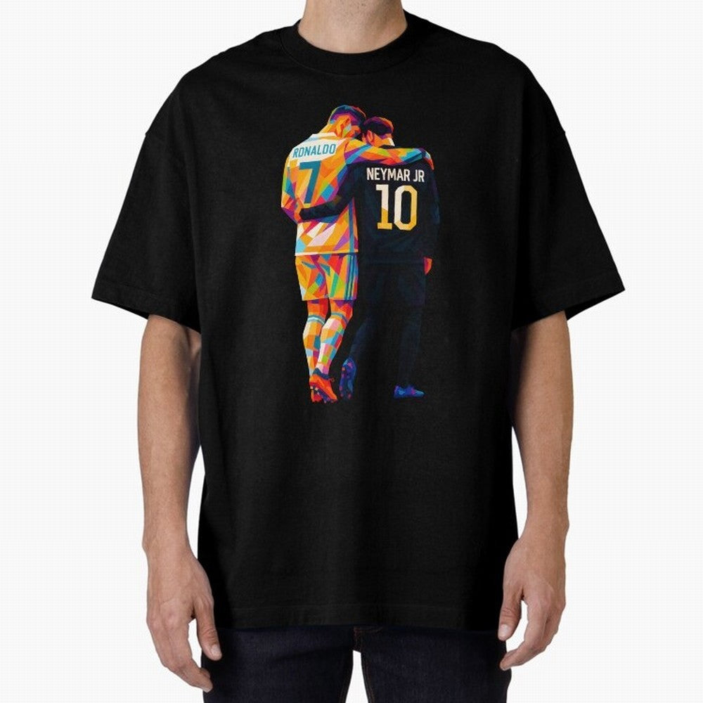 Cristiano Ronaldo & Neymar JR Wpap Art Oversized T-Shirt Celebrate Every Goal in Match Day Hype around FIFA World Cup 2026 USA Canada Mexico, Messi and Cristiano Ronaldo, France and Portugal, Goal Celebration Energy, Supporter Heritage, Football