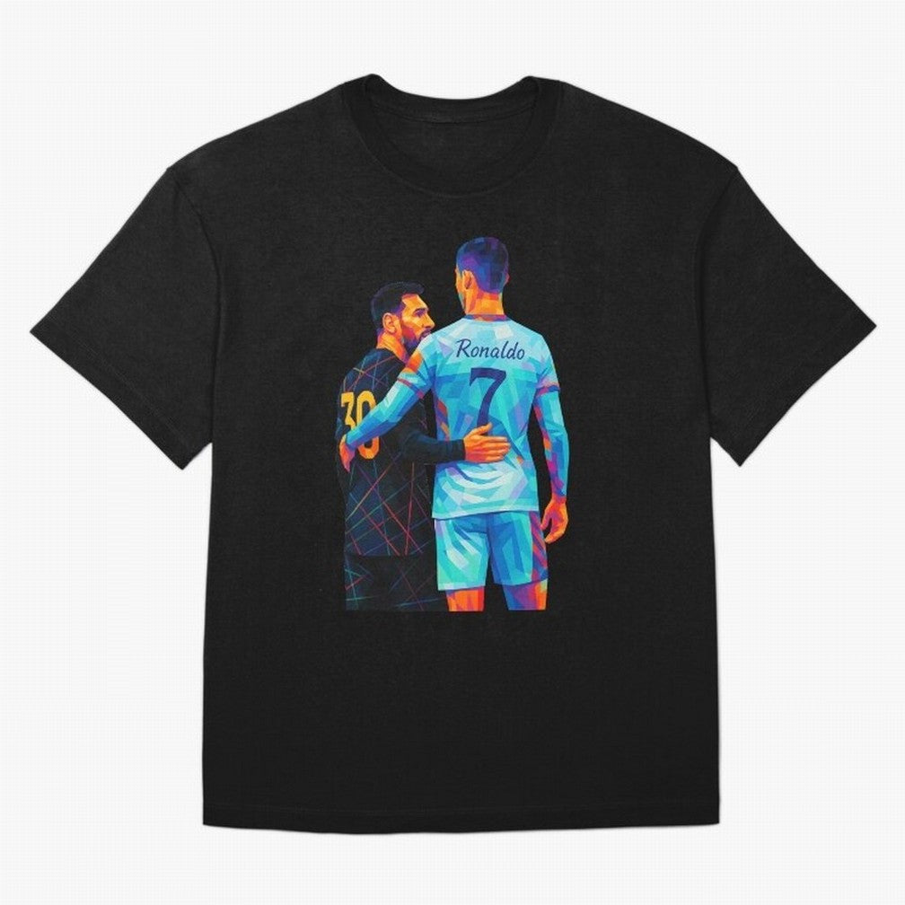 Cristiano Ronaldo & Messi Wpap Art Oversized T-Shirt Enjoy FIFA World Cup 2026 USA Canada Mexico Featuring CR7 and Messi, England, France and Netherlands Energy, Match Day Excitement, Supporter Culture, Golden Goals and Global Football Passion;