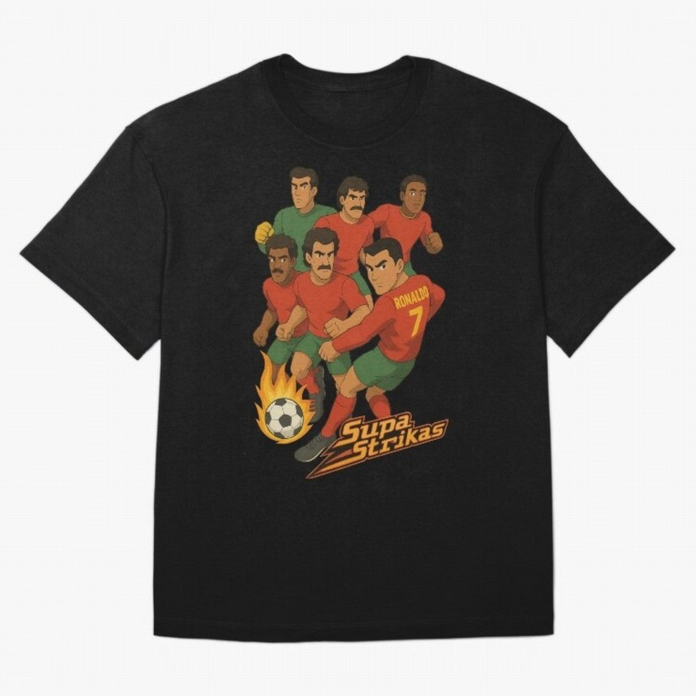 Supastrikas Portugal Team Version Oversized T-Shirt Celebrate the Magic of FIFA World Cup 2026 Spirit, Featuring Portugal, Mbappe, Vintage Soccer Flavor, Modern Football Stars, National Flags and Final Night Emotion; Ideal for Fans Who Follow