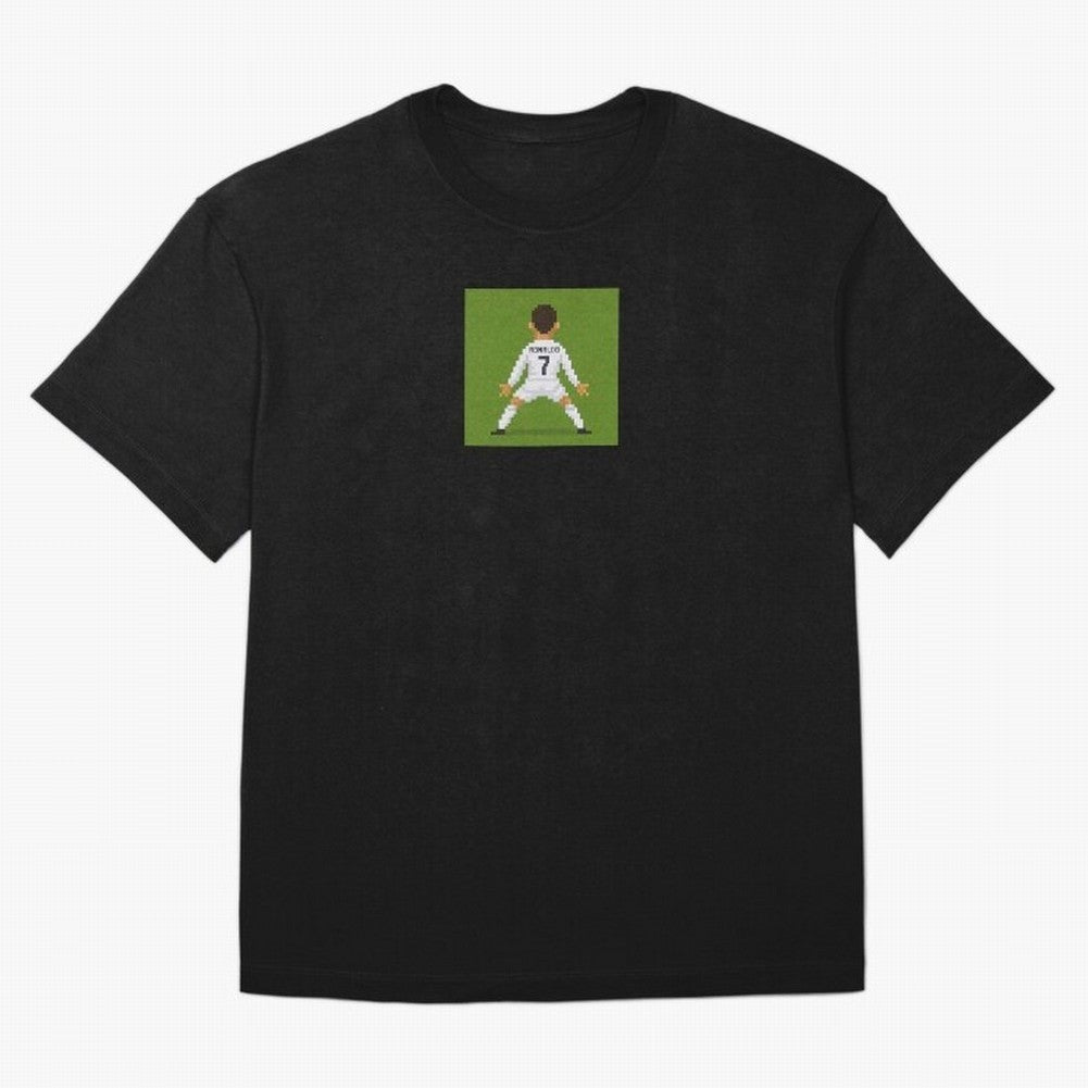 Cristiano Ronaldo Real Madrid Pixel Siuuu Art Oversized T-Shirt Represent the Passion of Match Day Hype around FIFA World Cup 2026 USA Canada Mexico, Haaland, Brazil, Classic Soccer Heritage, Championship Pressure, Fan Loyalty and International