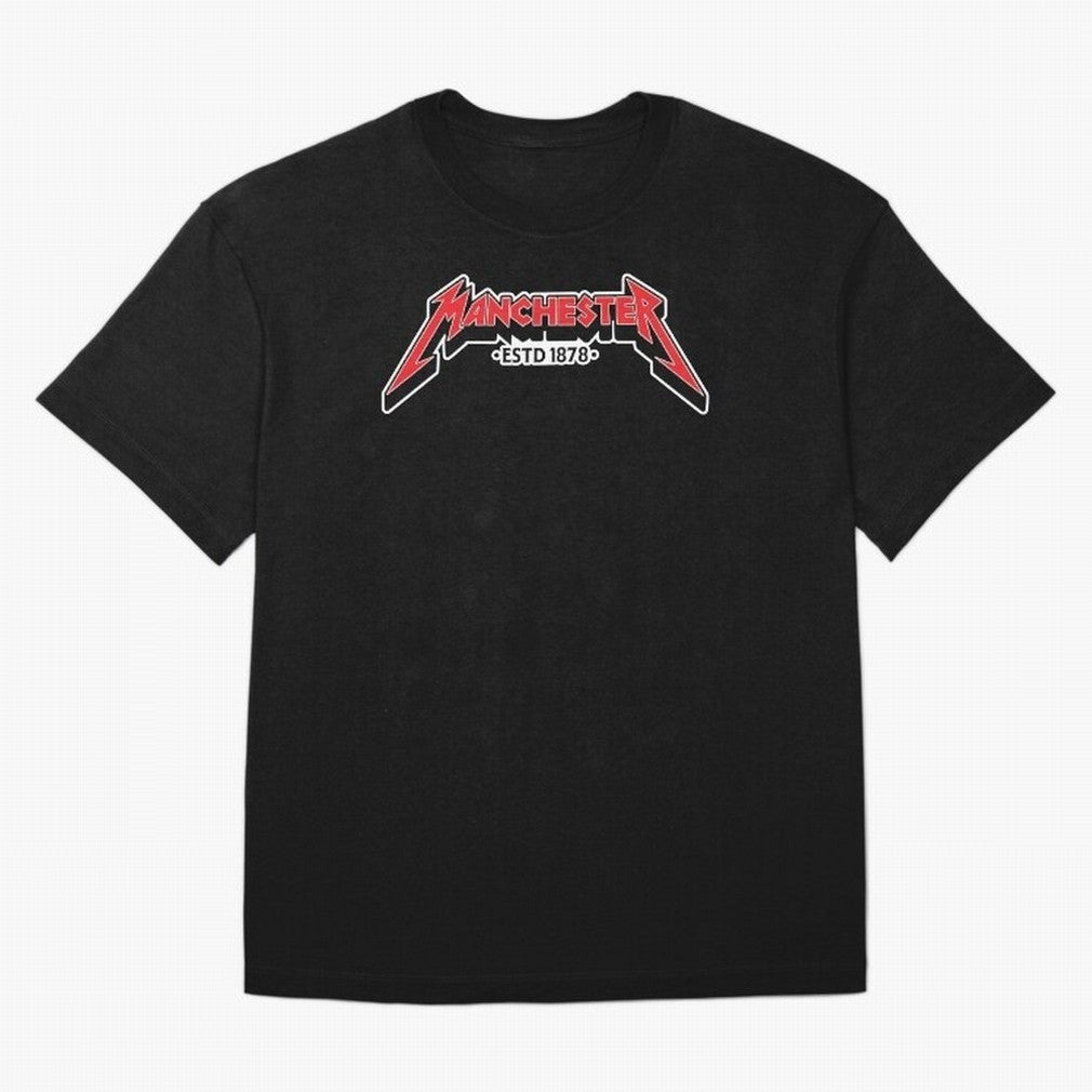 Manchester United Metal Font Oversized T-Shirt Step into FIFA World Cup 2026 USA Canada Mexico Spirit, with Brazil, Portugal and Argentina, Neymar, Haaland and Cristiano Ronaldo, Supporter Pride, Iconic Celebrations, Legendary Names and Global