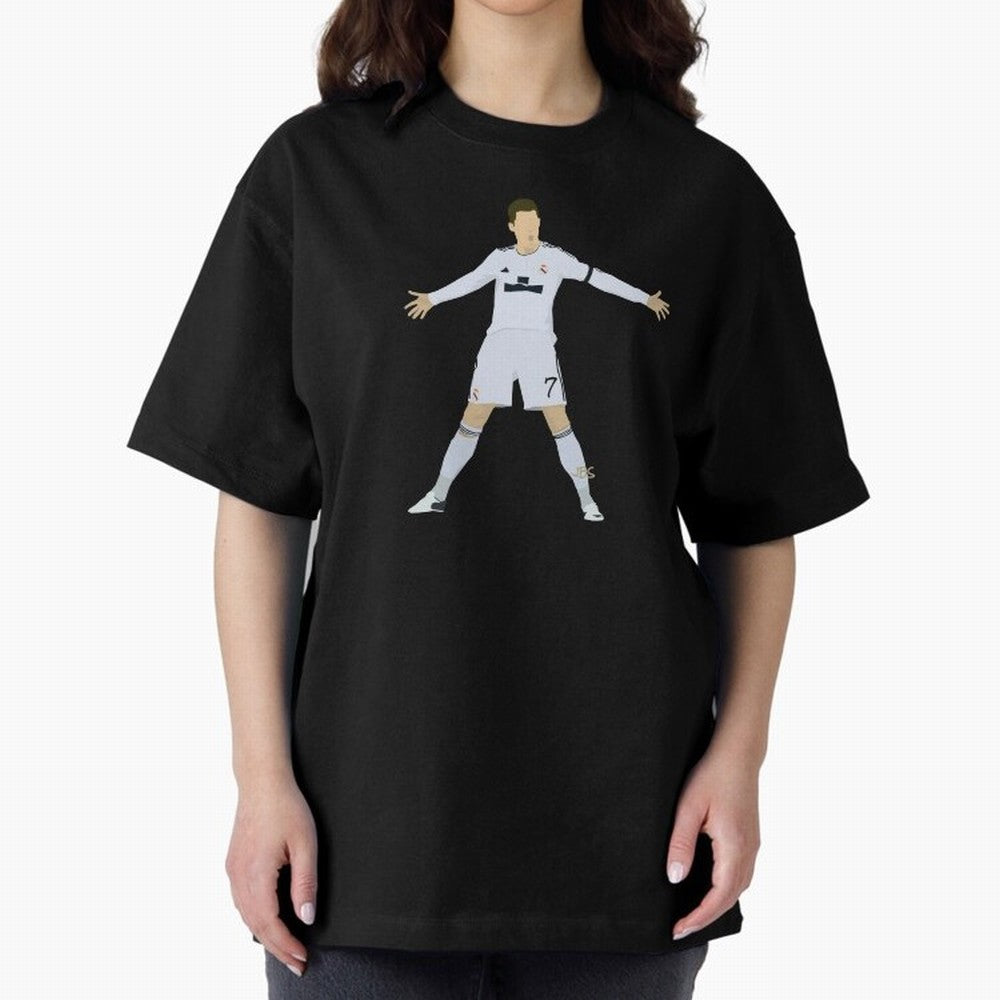 Cristiano Ronaldo celebrates at Real Madrid Oversized T-Shirt Celebrate FIFA World Cup 2026 Group Stage for Fans of CR7 and Spain and Netherlands, Bringing Stadium Memories, Football Loyalty, International Chants and Championship Tradition; Great