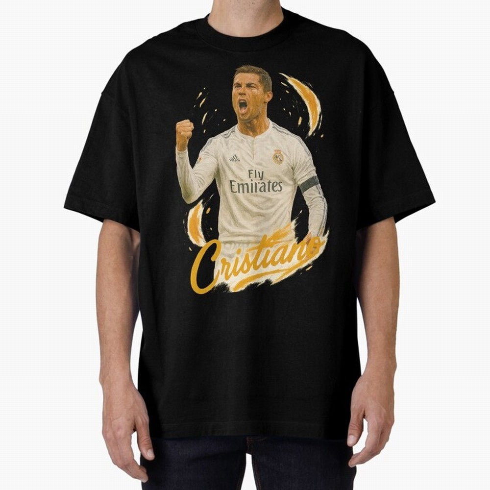 Cristiano Ronaldo Madrid Art - Iconic Soccer Legend Tribute Oversized T-Shirt Bring Legendary Rivalry Energy to the FIFA World Cup 2026 USA Canada Mexico Journey through CR7 Highlights, Brazil, Portugal and Argentina Pride, Goal Celebration Energy,
