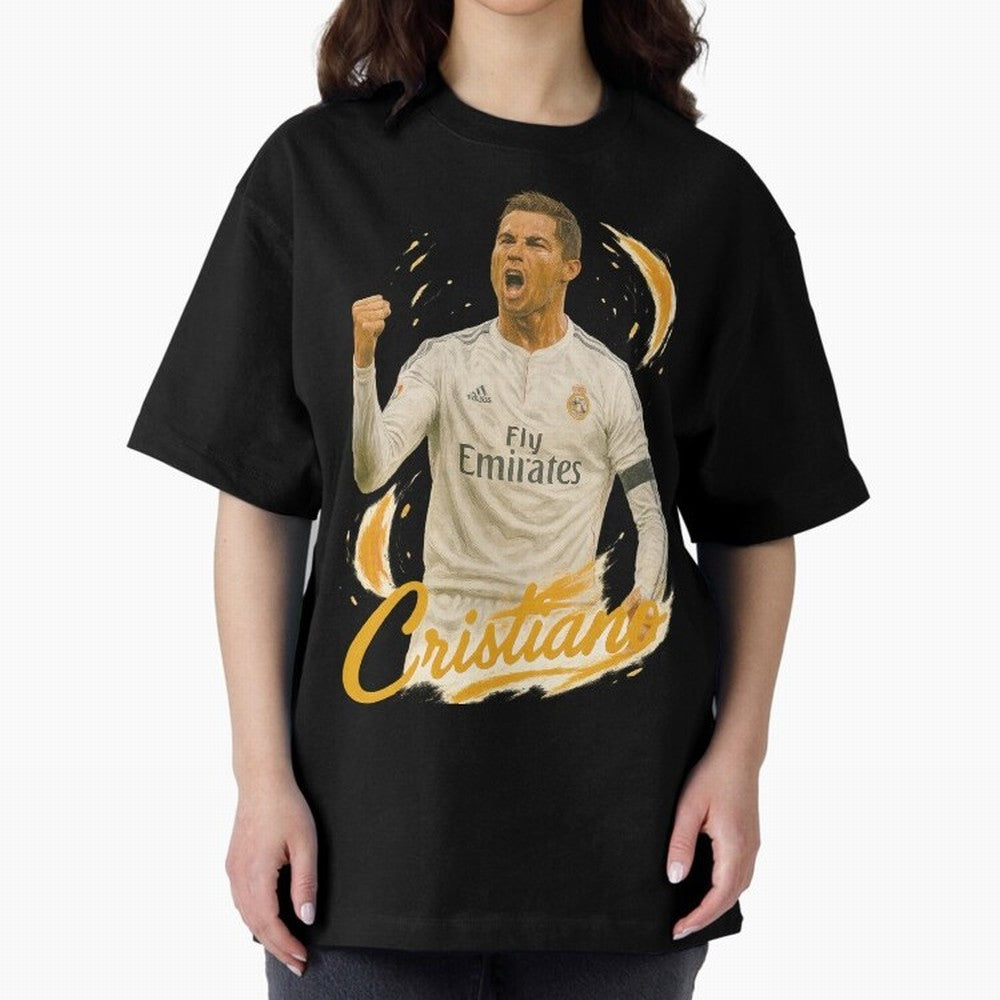 Cristiano Ronaldo Madrid Art - Iconic Soccer Legend Tribute Oversized T-Shirt Bring Legendary Rivalry Energy to the FIFA World Cup 2026 USA Canada Mexico Journey through CR7 Highlights, Brazil, Portugal and Argentina Pride, Goal Celebration Energy,