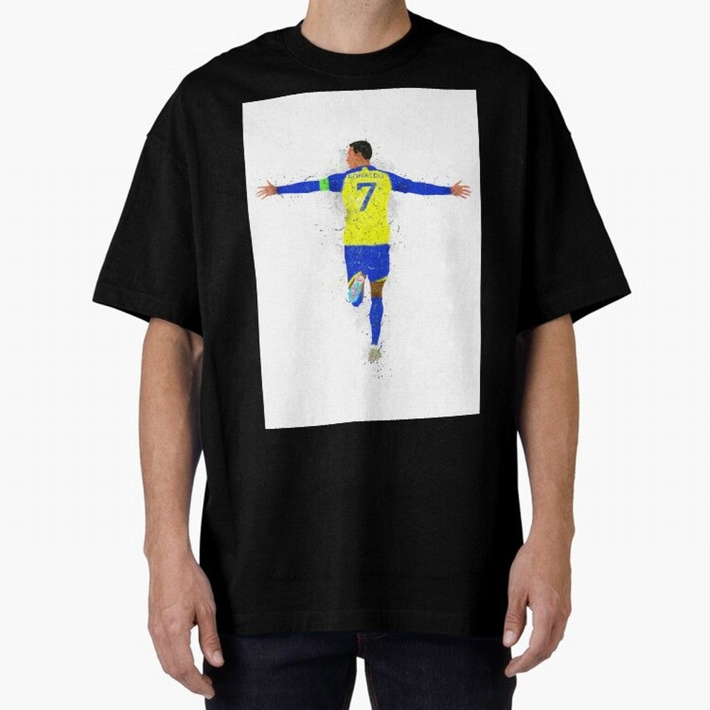 Cristiano Ronaldo Al Nassr Football Oversized T-Shirt Back Your Heroes with FIFA World Cup 2026 Group Stage Celebrating Messi, Neymar and Mbappe, England Energy, Football Passion, Legendary Performances, Festival Vibes and Supporter Community;