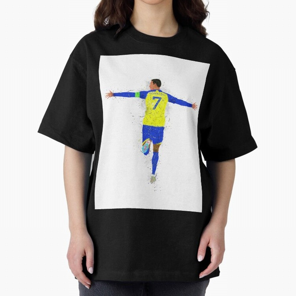 Cristiano Ronaldo Al Nassr Football Oversized T-Shirt Back Your Heroes with FIFA World Cup 2026 Group Stage Celebrating Messi, Neymar and Mbappe, England Energy, Football Passion, Legendary Performances, Festival Vibes and Supporter Community;