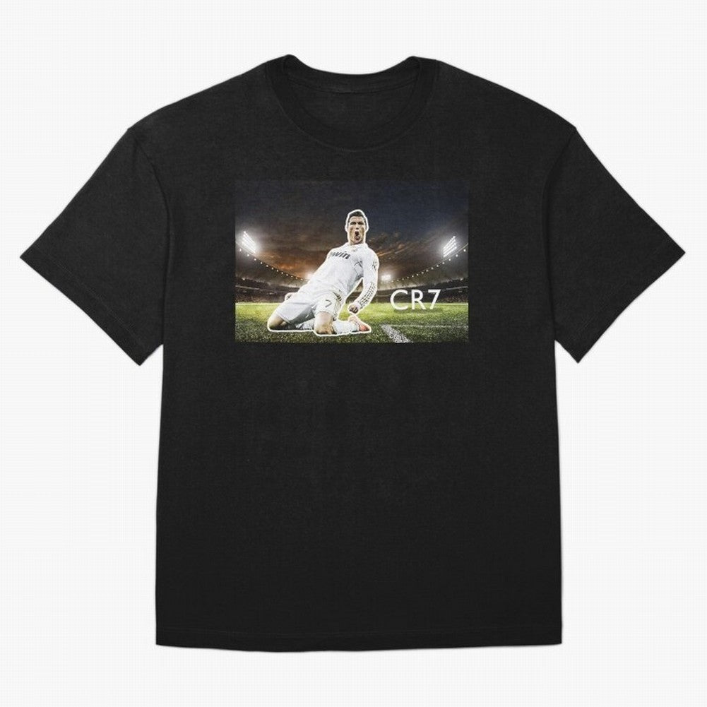 Cristiano Ronaldo Celebration Scene Oversized T-Shirt Show Fan Pride Across Global Football Passion for FIFA World Cup 2026 Group Stage, Connected to Messi, CR7 and Mbappe, France and Portugal, Soccer Culture, Superstar Moments, National Team