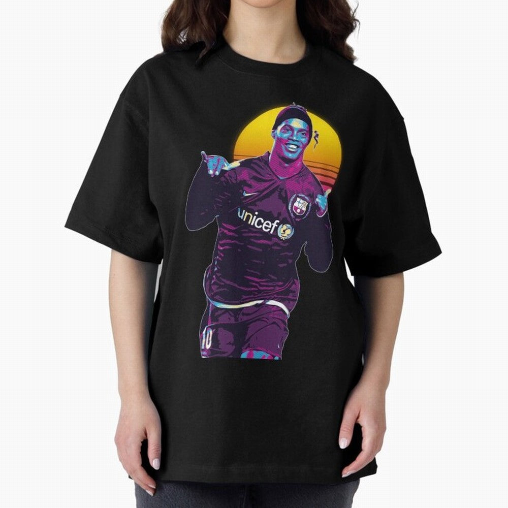 ronaldinho retro Oversized T-Shirt Relive Global Football Passion for FIFA World Cup 2026, Filled with Mbappe, Germany, Retro Football Energy, Iconic Rivalries, Trophy Chase Drama and Stadium Atmosphere; Great for Watch Parties, Sports Bars, Family