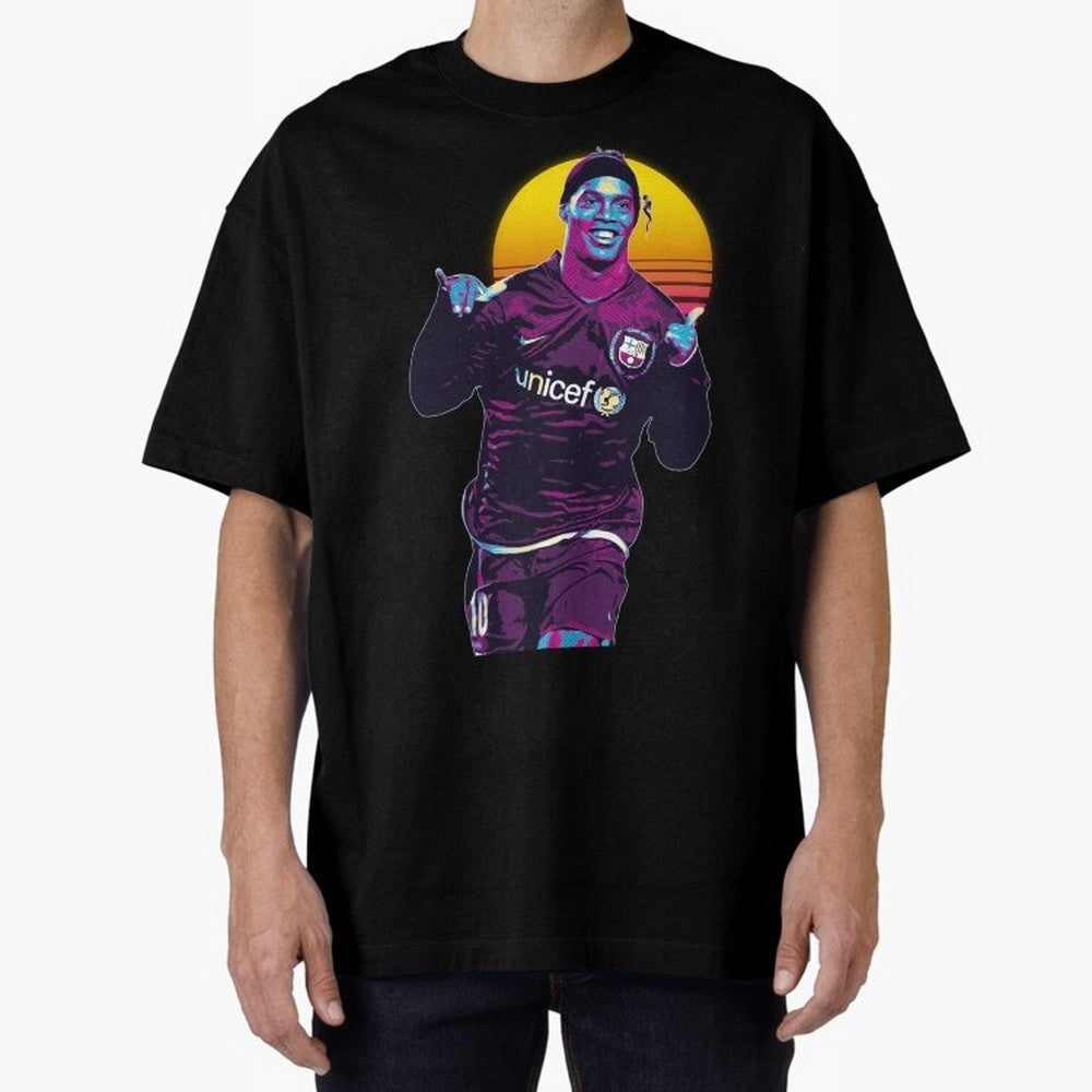 ronaldinho retro Oversized T-Shirt Relive Global Football Passion for FIFA World Cup 2026, Filled with Mbappe, Germany, Retro Football Energy, Iconic Rivalries, Trophy Chase Drama and Stadium Atmosphere; Great for Watch Parties, Sports Bars, Family