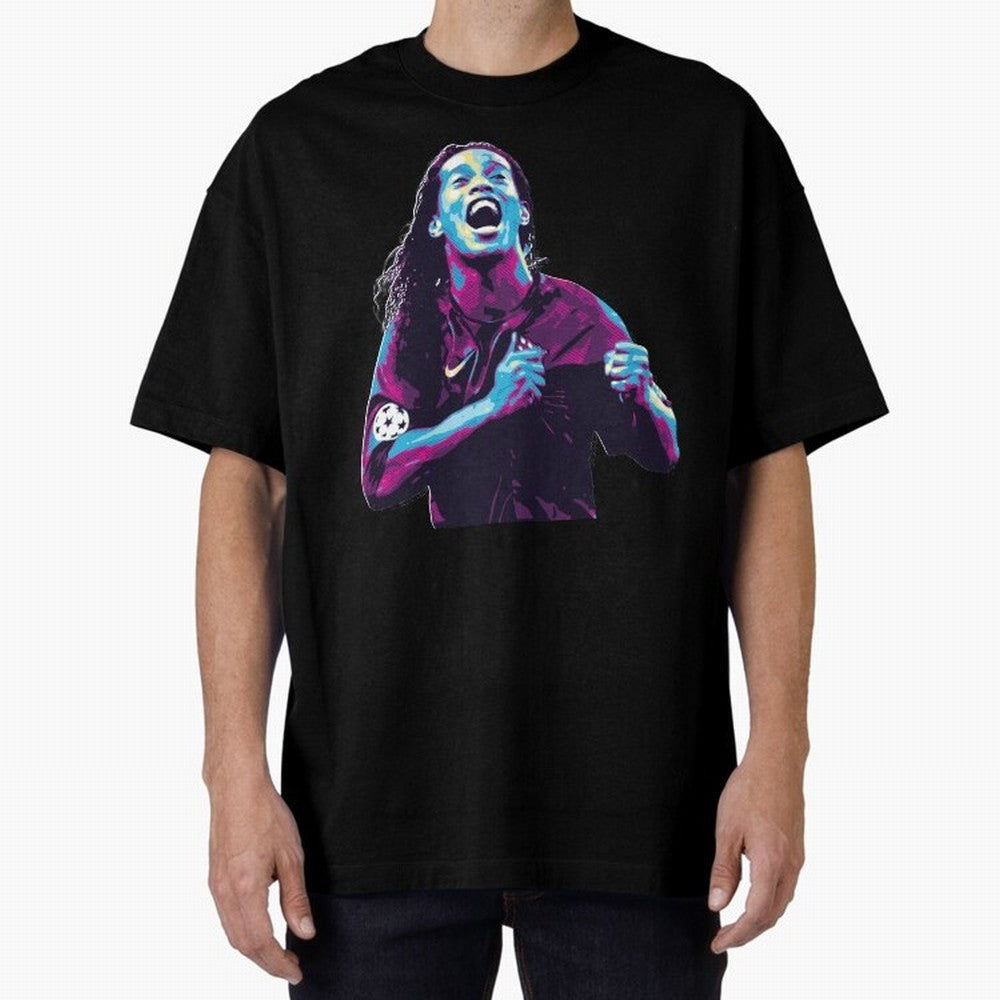 ronaldinho Oversized T-Shirt Celebrate the Road through FIFA World Cup 2026 Group Stage Capturing Mbappe, Spain Energy, Retro Football Energy, Iconic Rivalries, Trophy Chase Drama and Stadium Atmosphere; Perfect for Fans, Collectors, Family