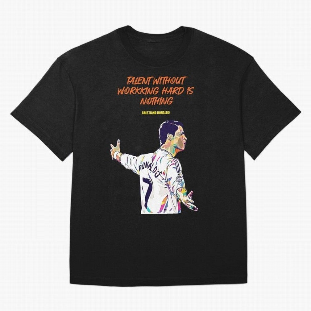 Cristiano Ronaldo Motivational Quote Oversized T-Shirt Celebrate the Magic of Global Football Passion for FIFA World Cup 2026 Group Stage, Centered on Neymar, Netherlands, Game Day Rituals, Football Legends, Country Pride and the Road to the Final;