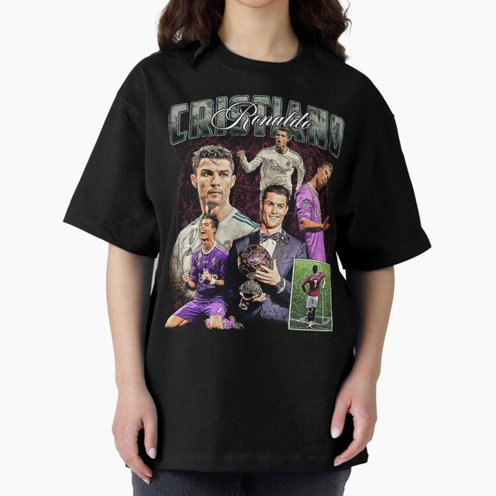 Cristiano Ronaldo Bootleg design Oversized T-Shirt Carry National Pride through FIFA World Cup 2026 USA Canada Mexico Spirit, Highlighting Germany, Neymar, Game Day Rituals, Football Legends, Country Pride and the Road to the Final; Great for Watch